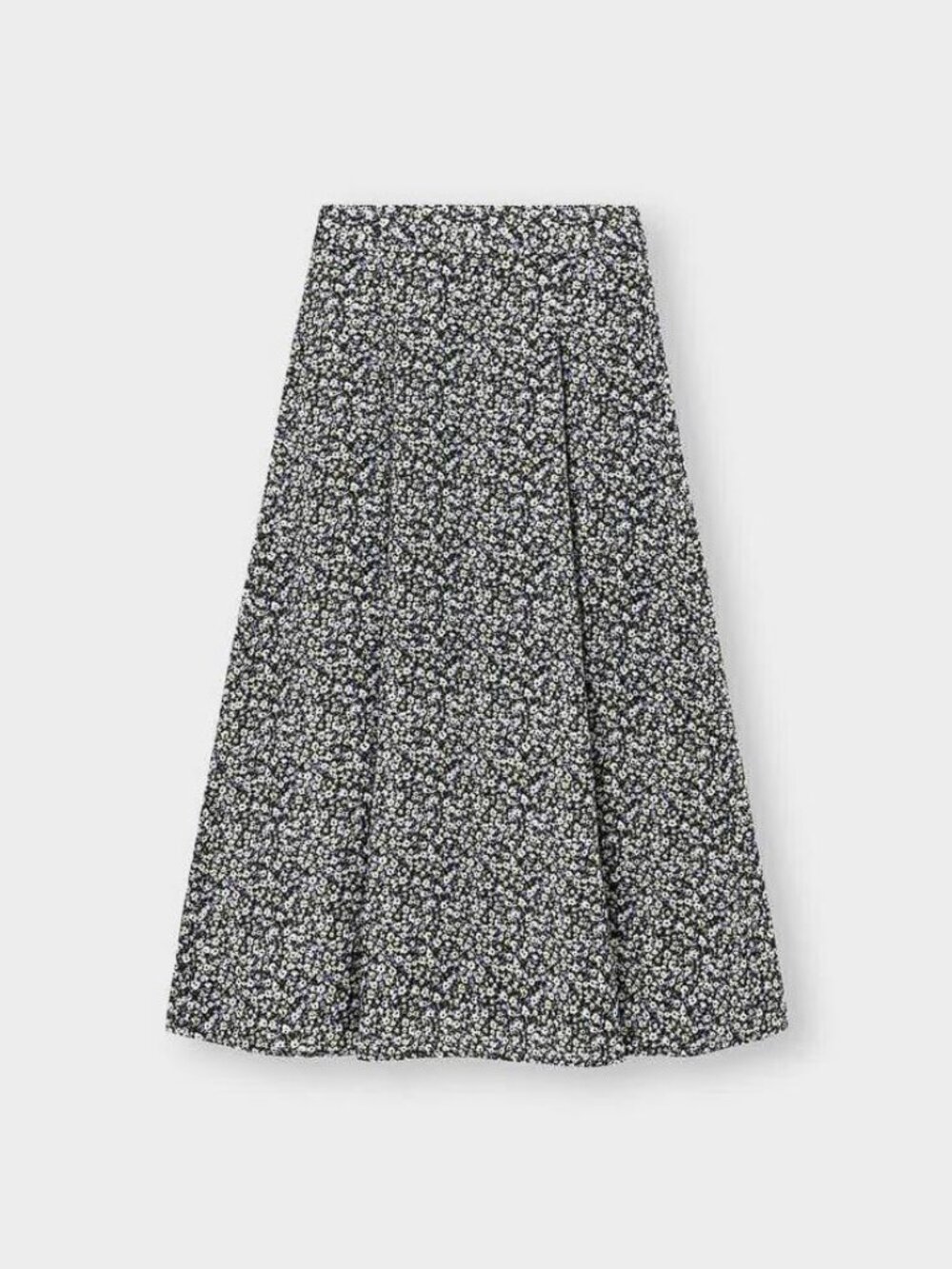Black Floral Midi Skirt - Classic A-Line